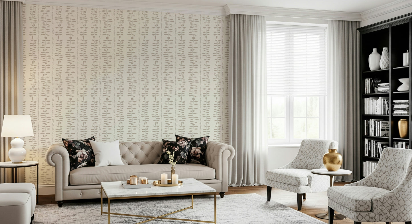 Leaves Cascade Cream Wallpaper⁠