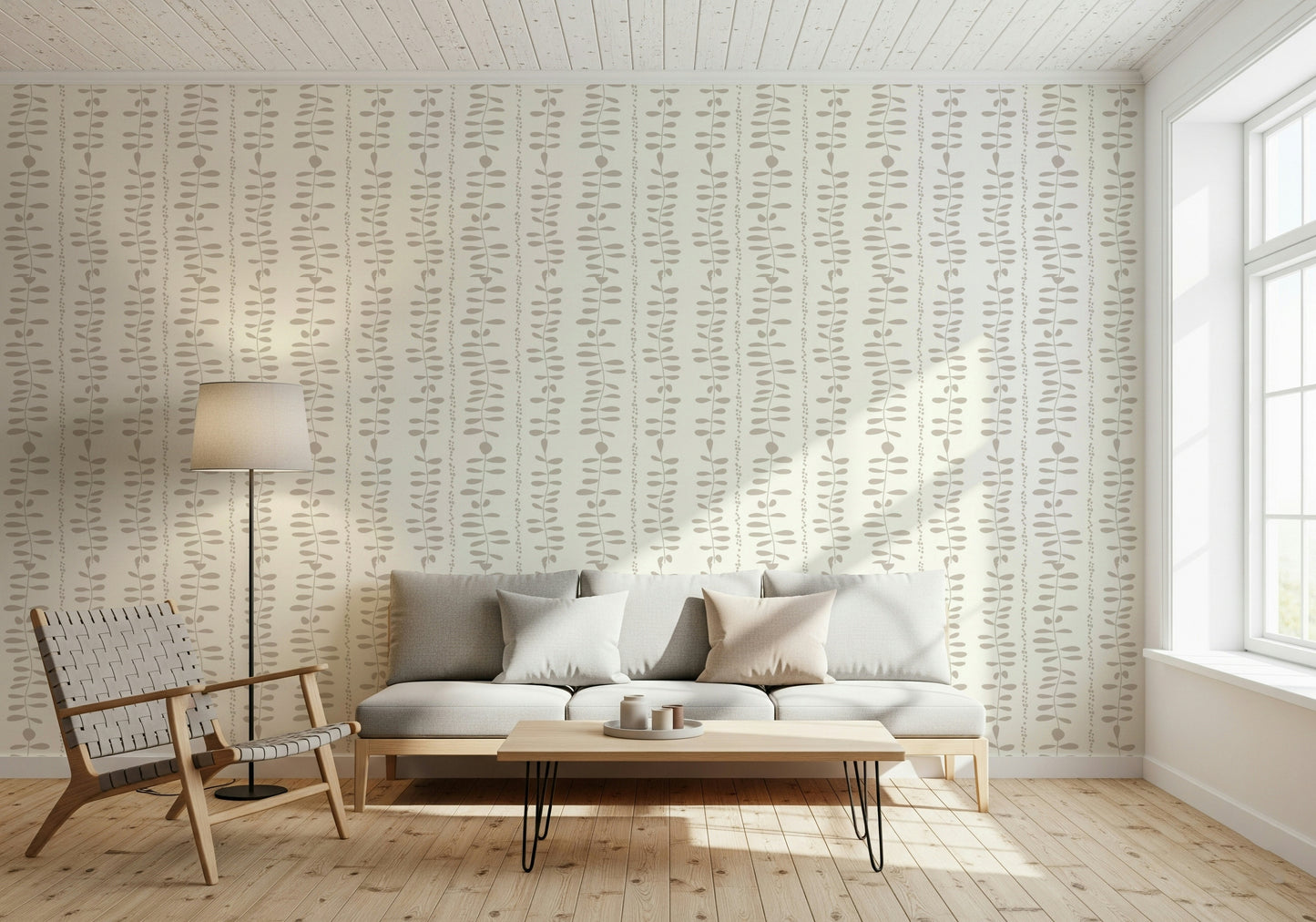 Leaves Cascade Cream Wallpaper⁠