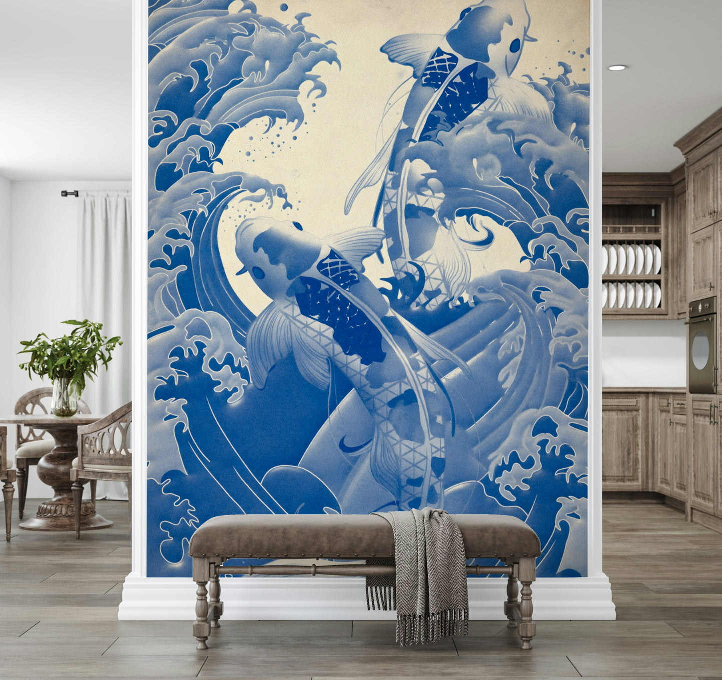 Deep Blue Koi Wall Mural