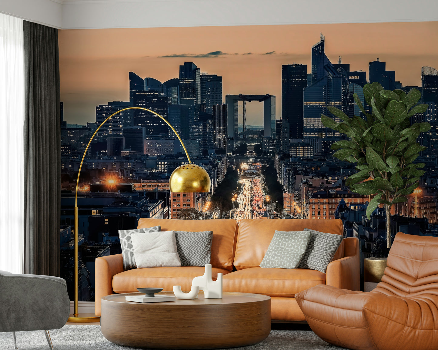 City of Lights at Dusk Wall Mural