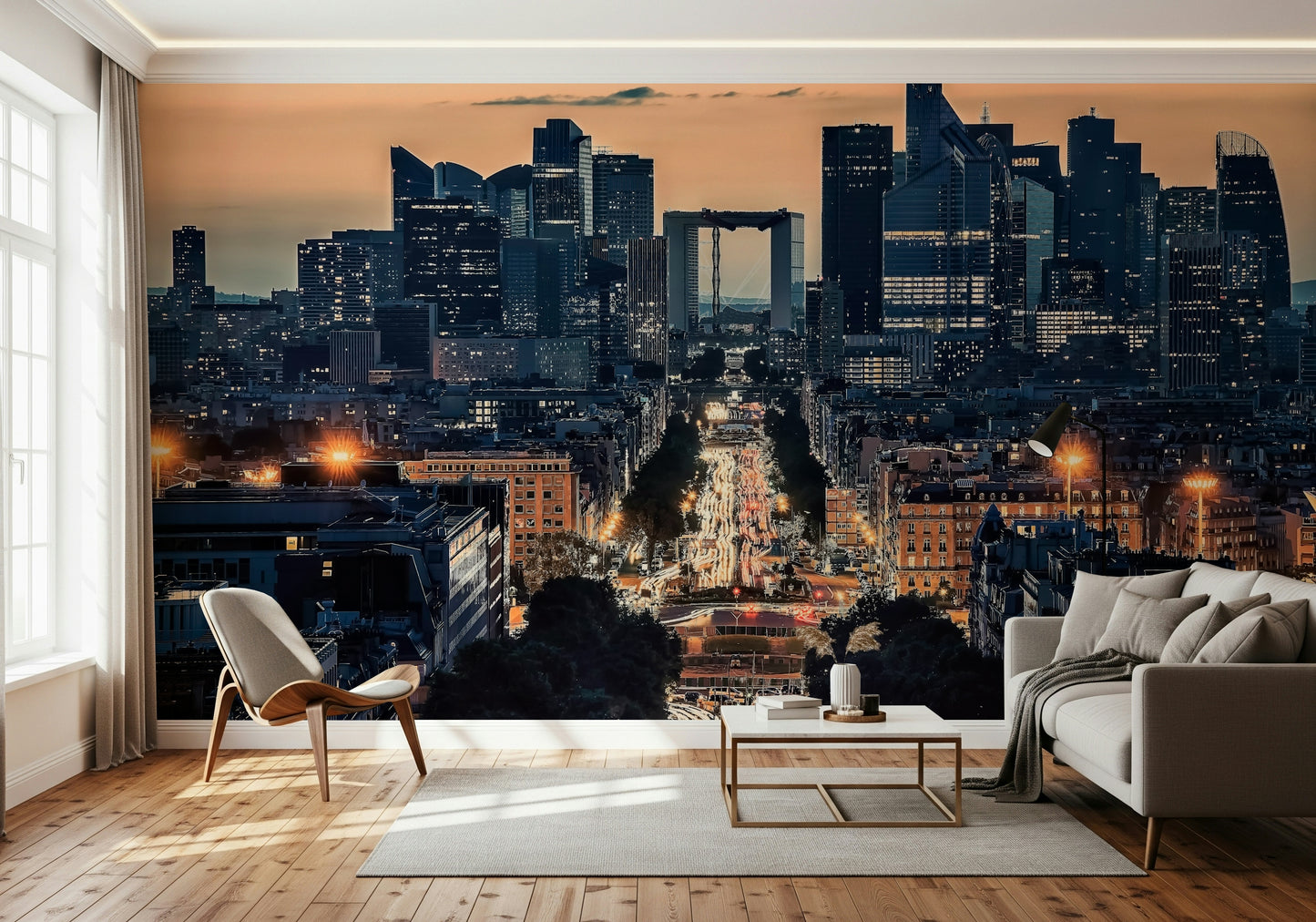 City of Lights at Dusk Wall Mural