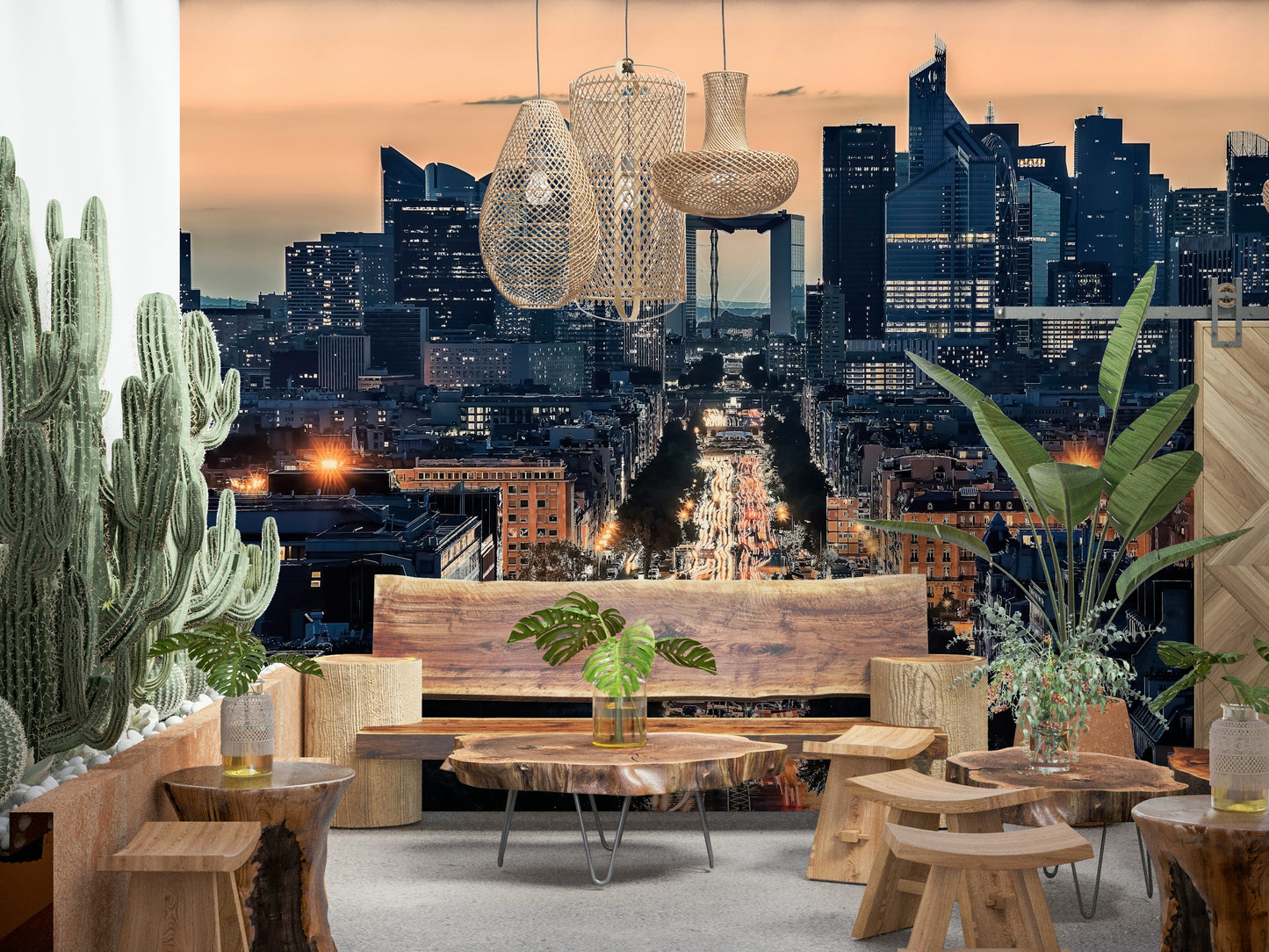 City of Lights at Dusk Wall Mural