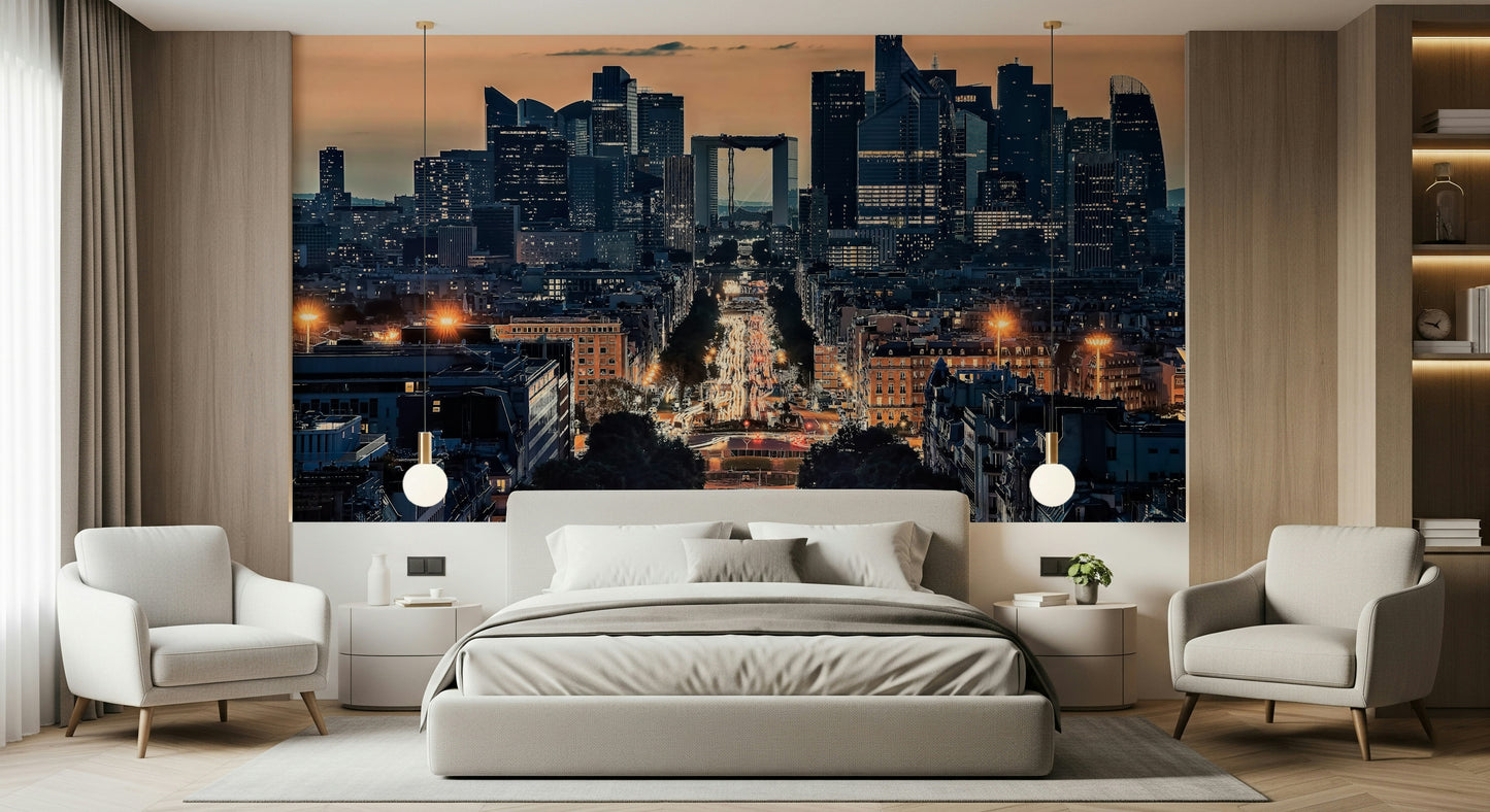 City of Lights at Dusk Wall Mural