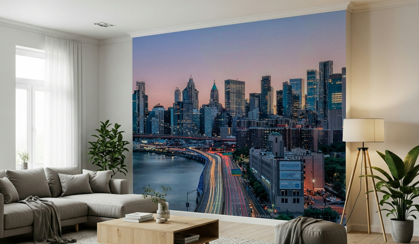 NYC Skyline Dusk Wall Mural