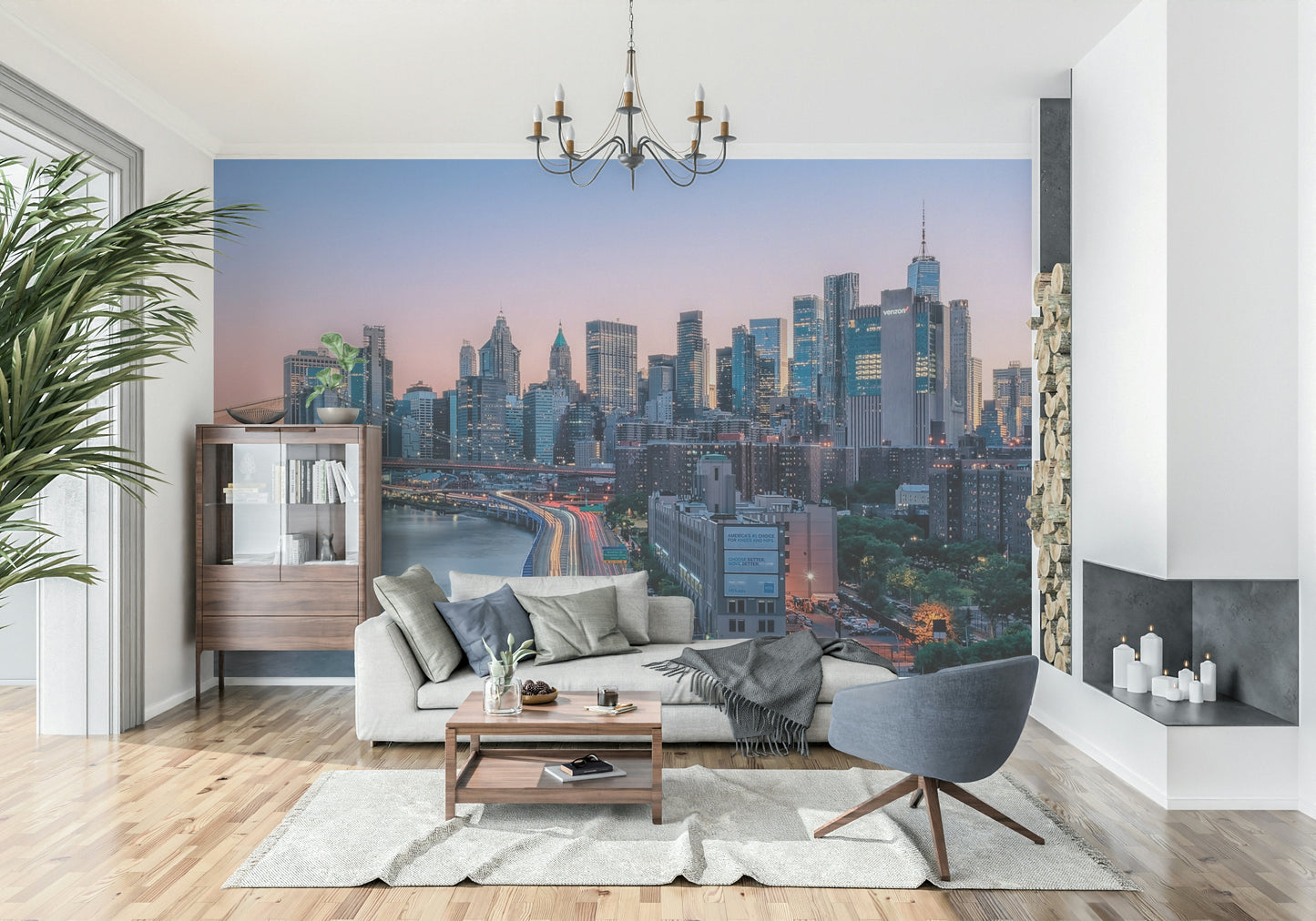 NYC Skyline Dusk Wall Mural