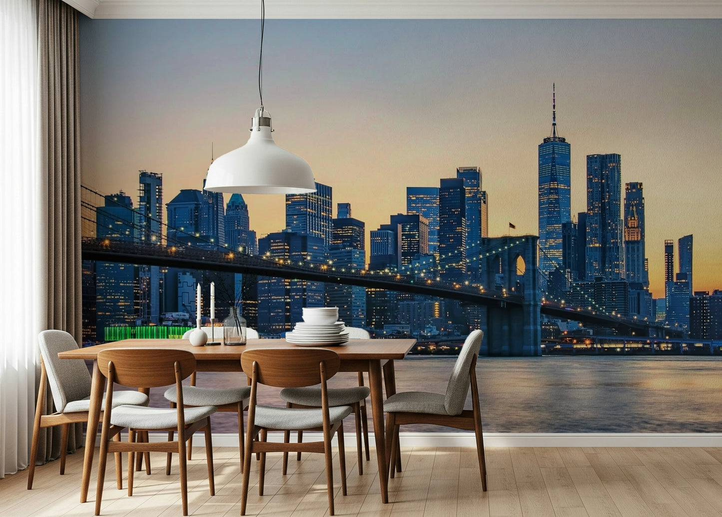 Brooklyn Bridge Dusk Wall Mural