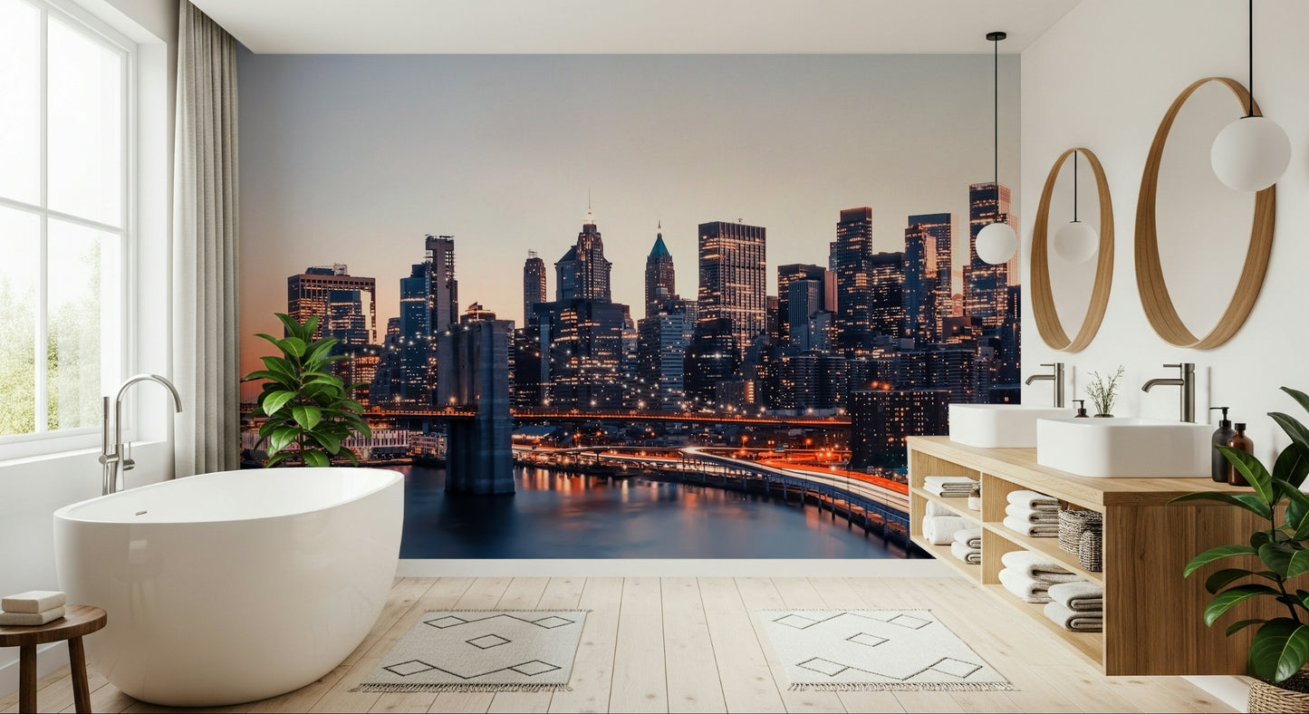 City Lights Dusk Wall Mural