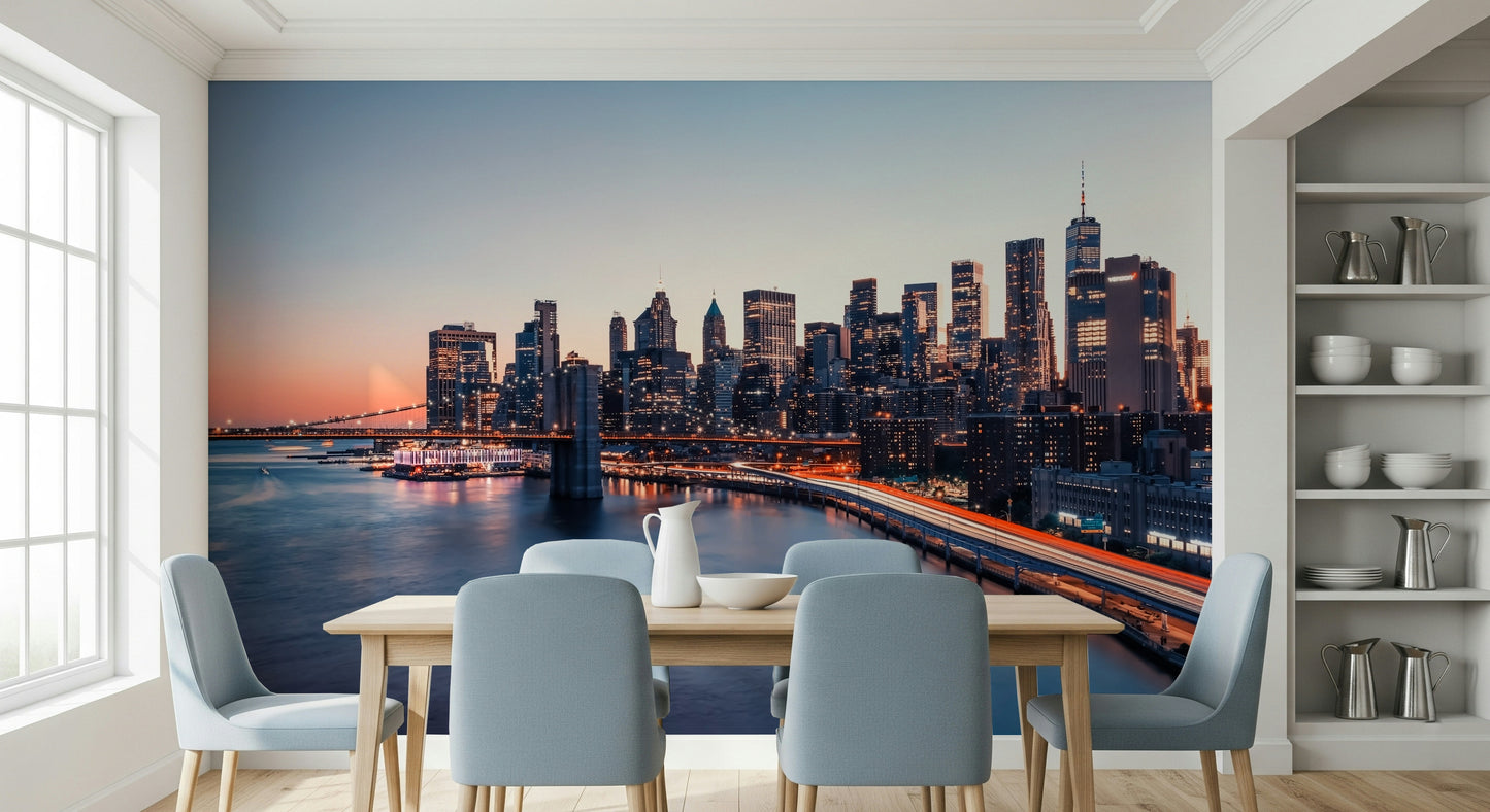 City Lights Dusk Wall Mural