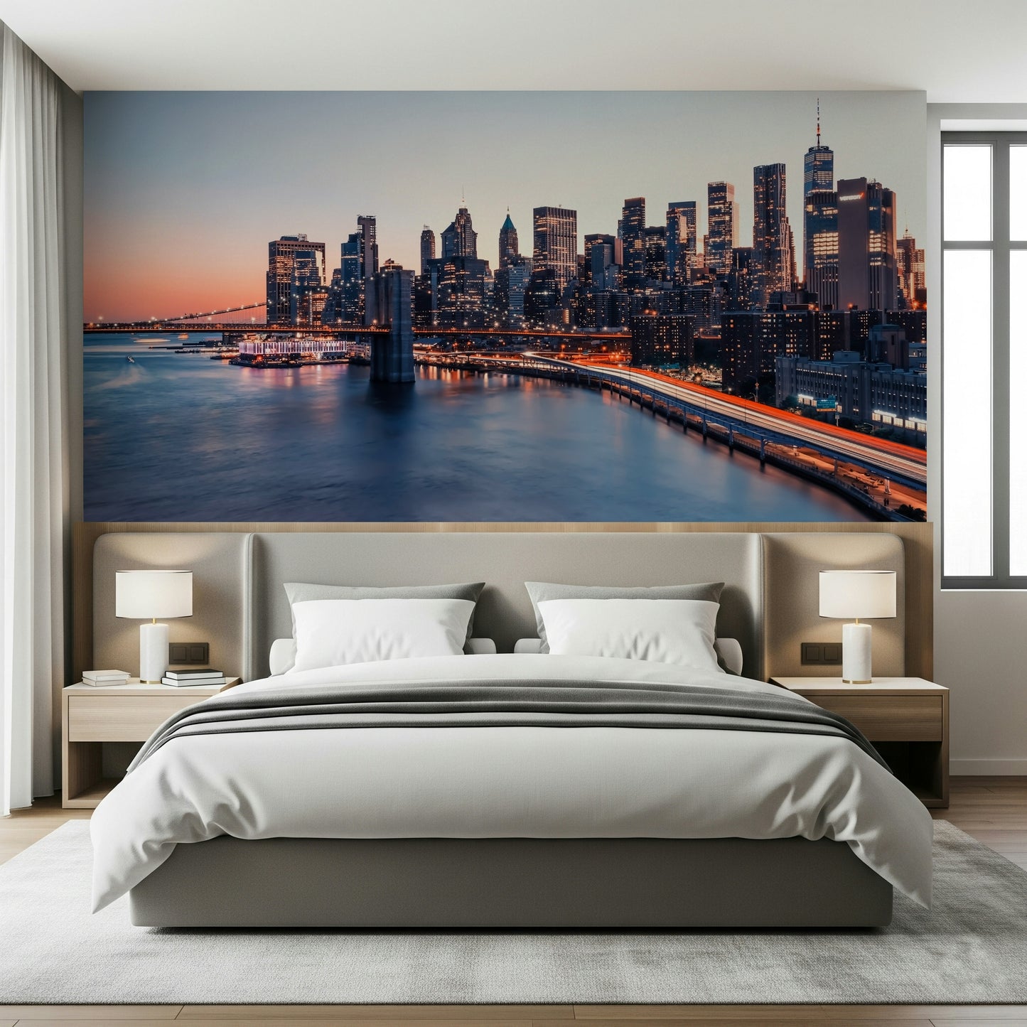 City Lights Dusk Wall Mural