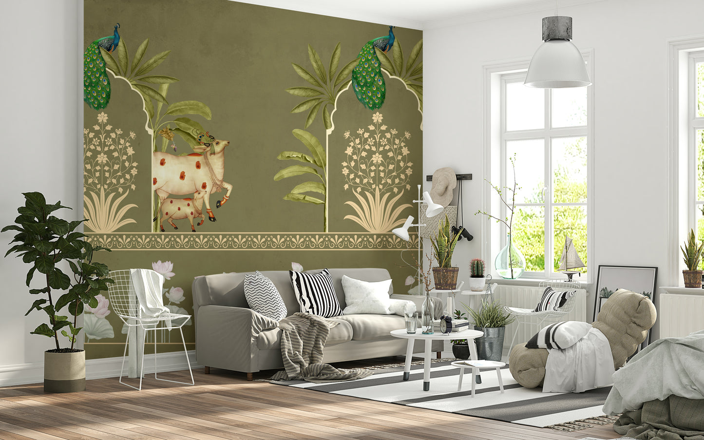 Tulsi-Green Kamdhenu Wall Mural