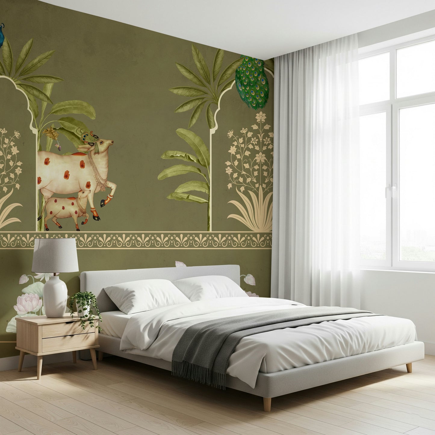 Tulsi-Green Kamdhenu Wall Mural