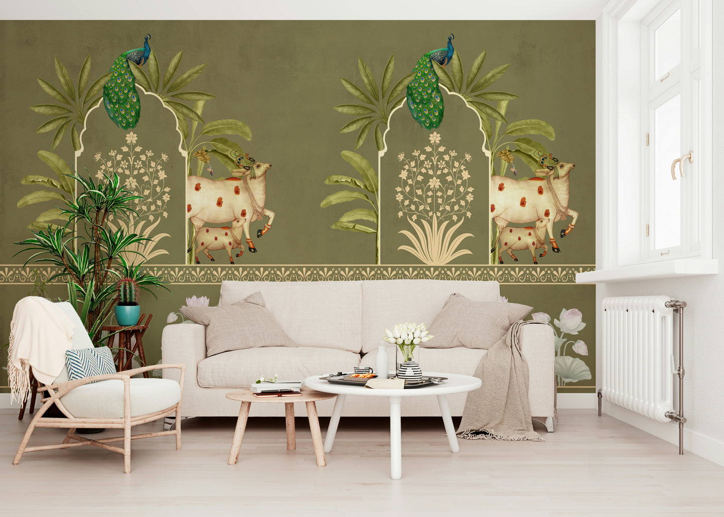Tulsi-Green Kamdhenu Wall Mural