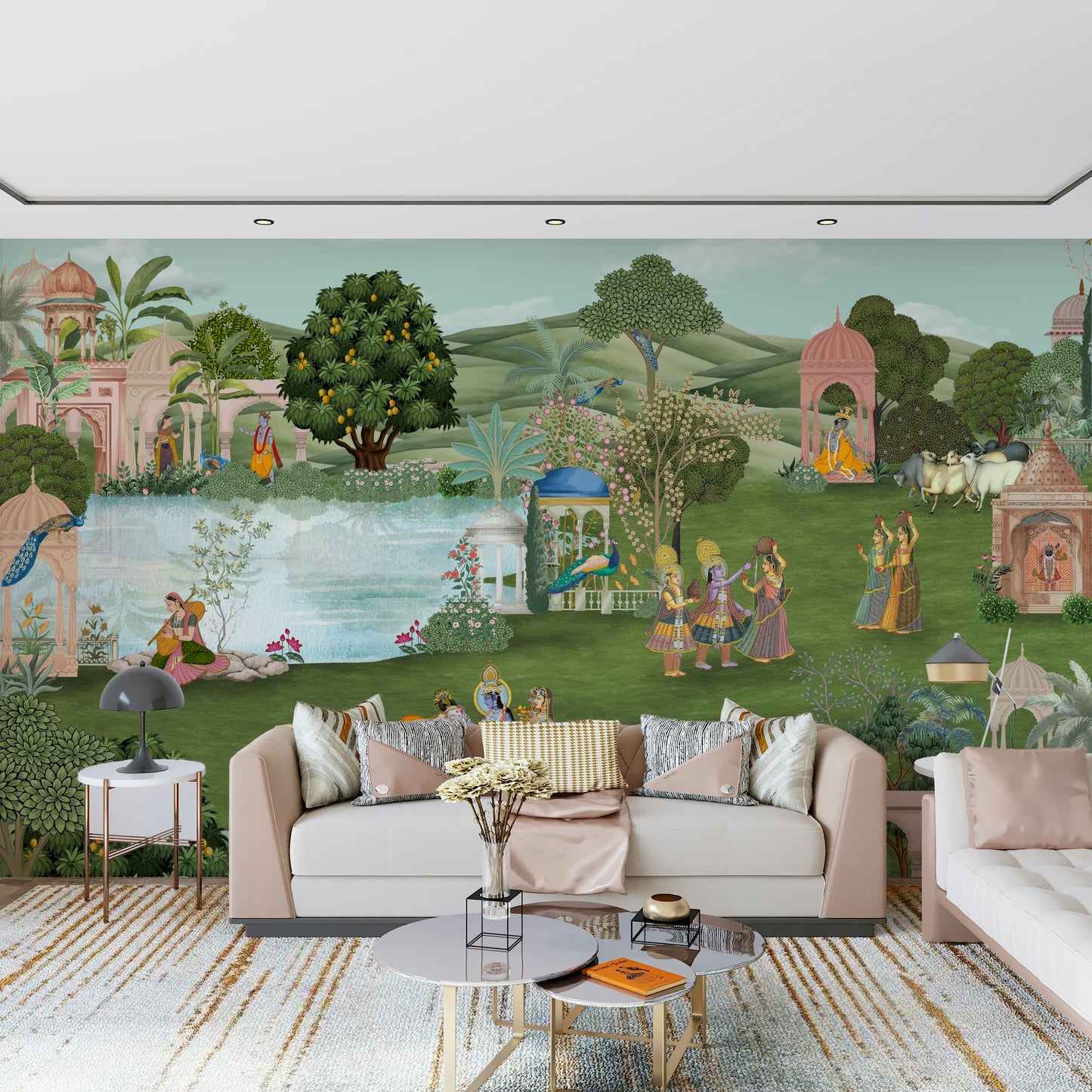 Pahari Peacocks Wall Mural