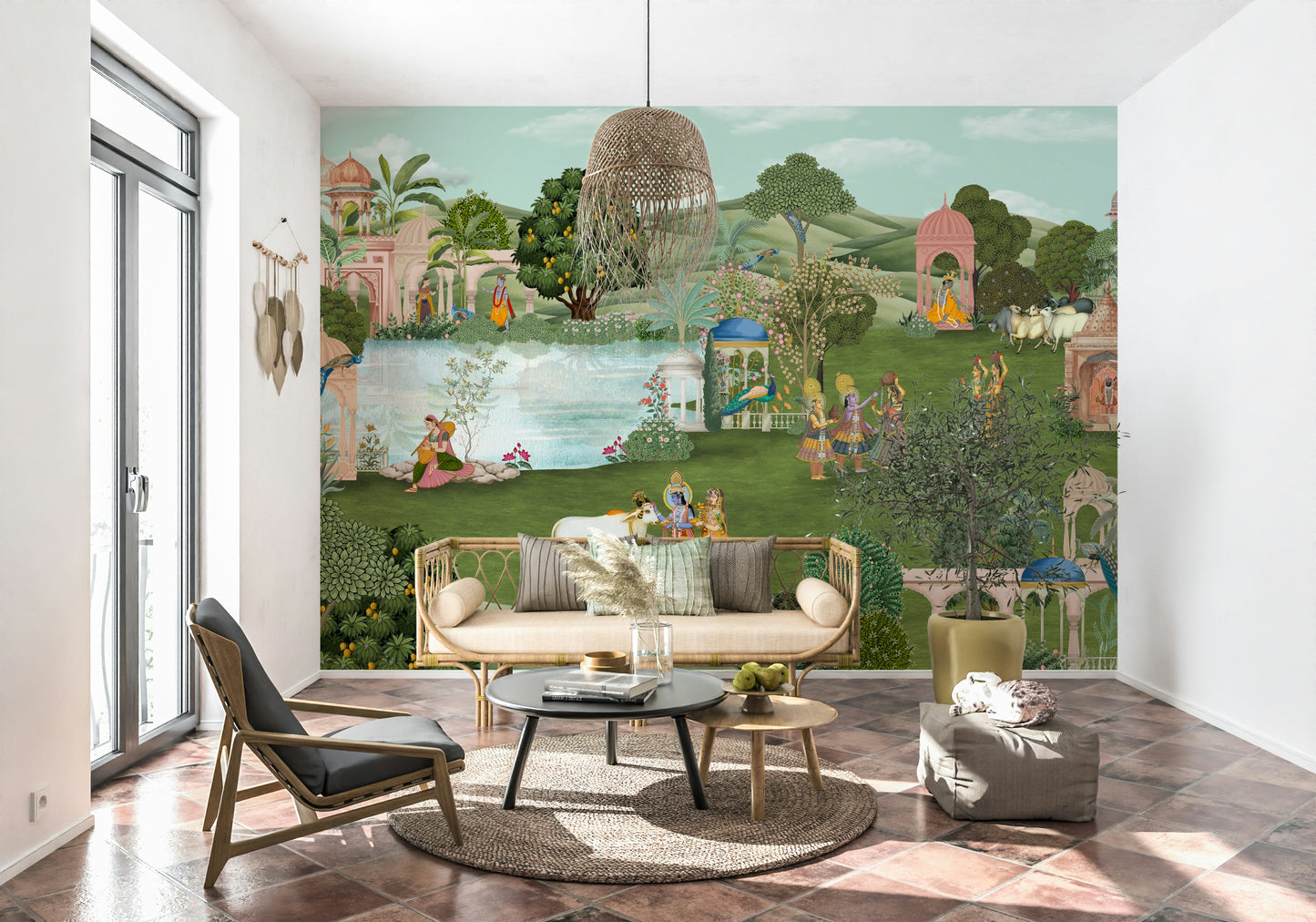 Pahari Peacocks Wall Mural