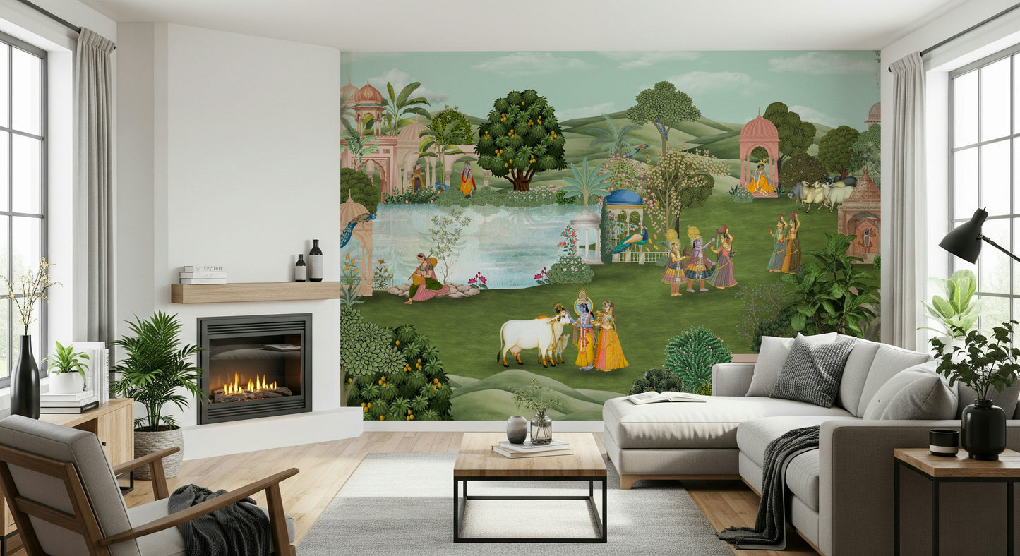 Pahari Peacocks Wall Mural