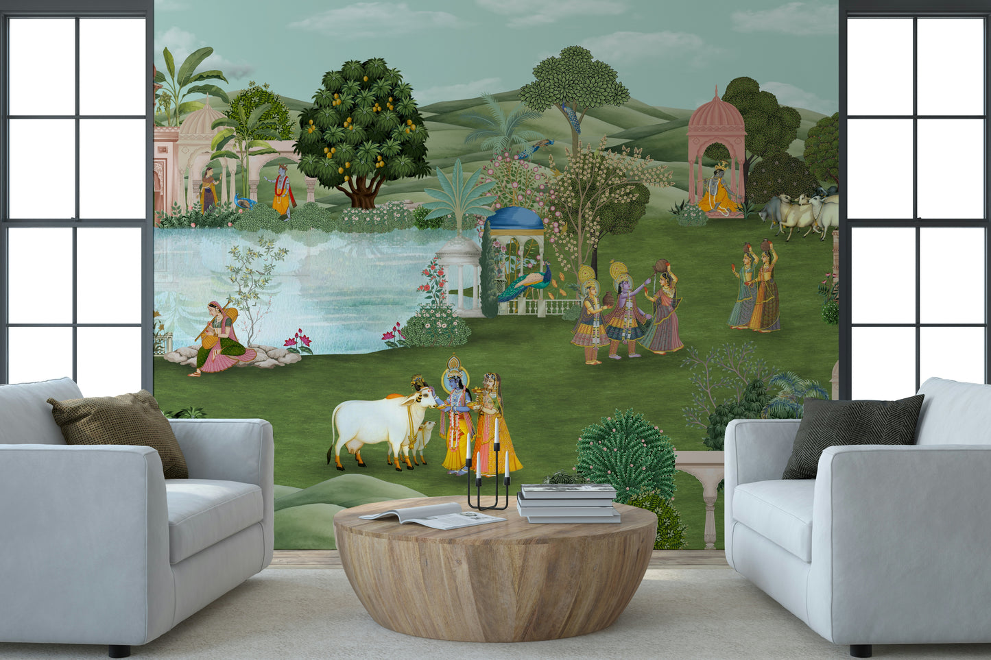 Pahari Peacocks Wall Mural