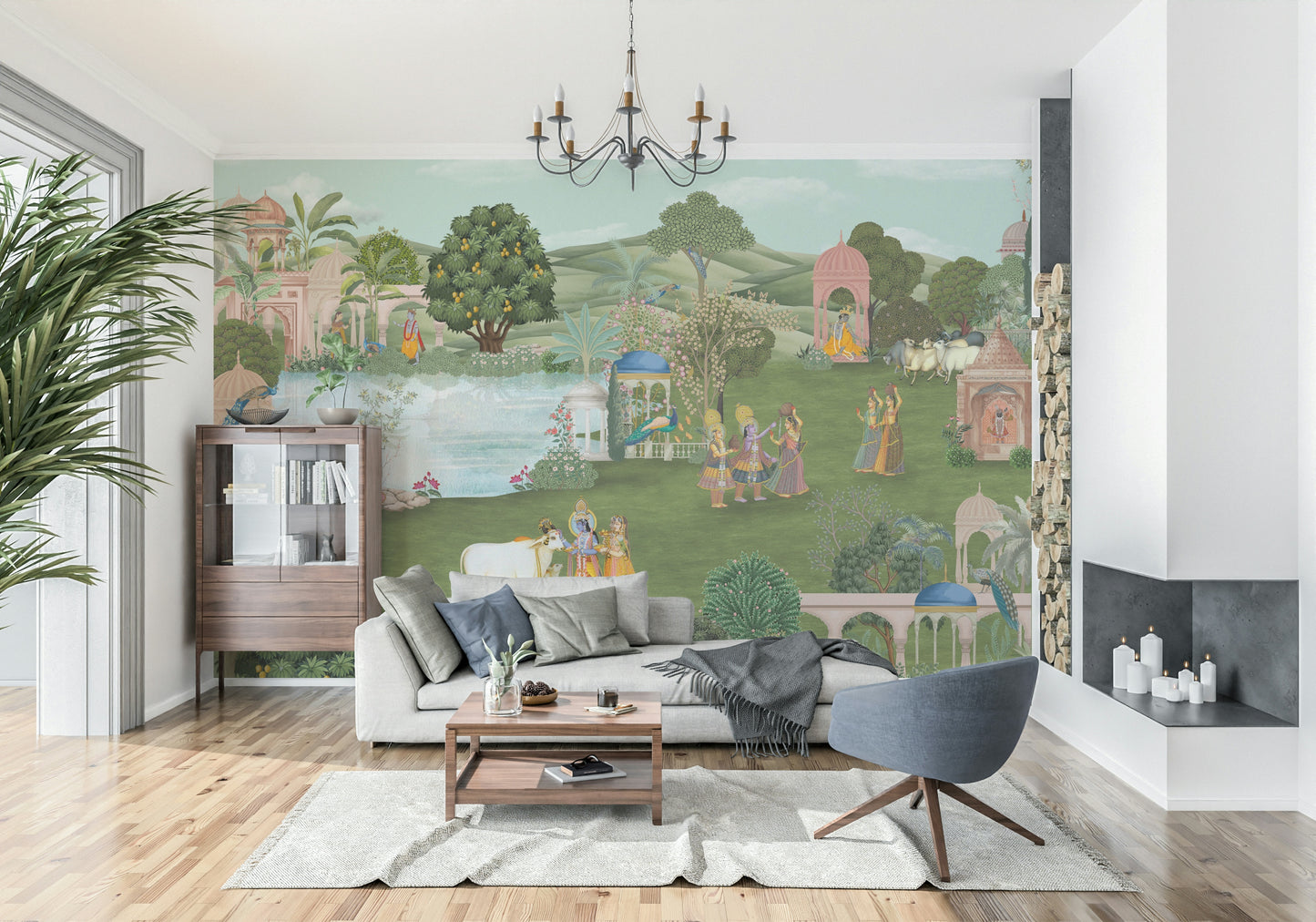 Pahari Peacocks Wall Mural