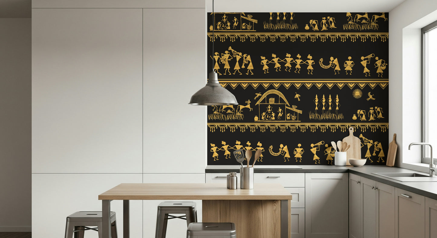 Warli Wisdom Wall Mural