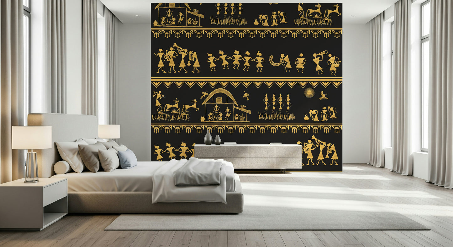 Warli Wisdom Wall Mural