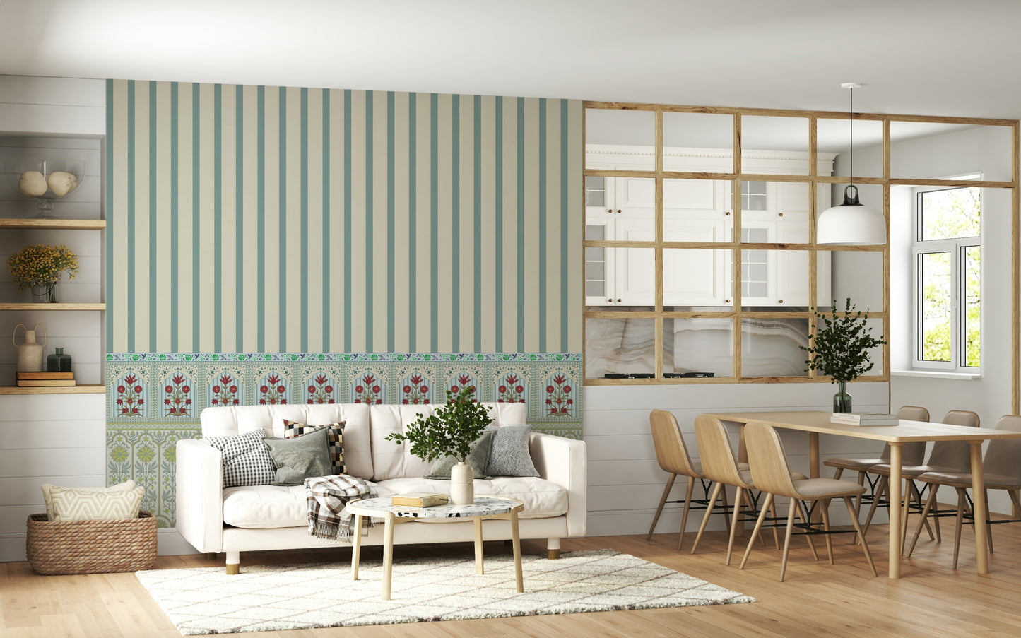 Striped Garden Border Wall Mural