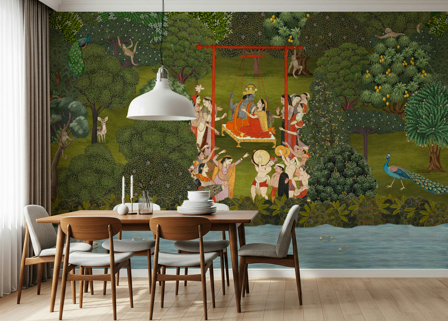 Krishna's Garden Swing Wall Mural