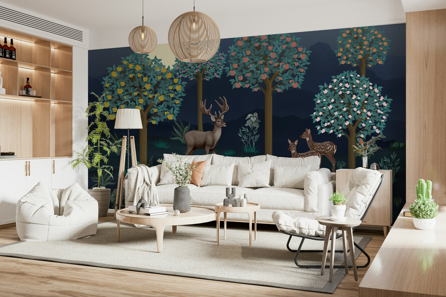 Deer in Bloom Wall Mural