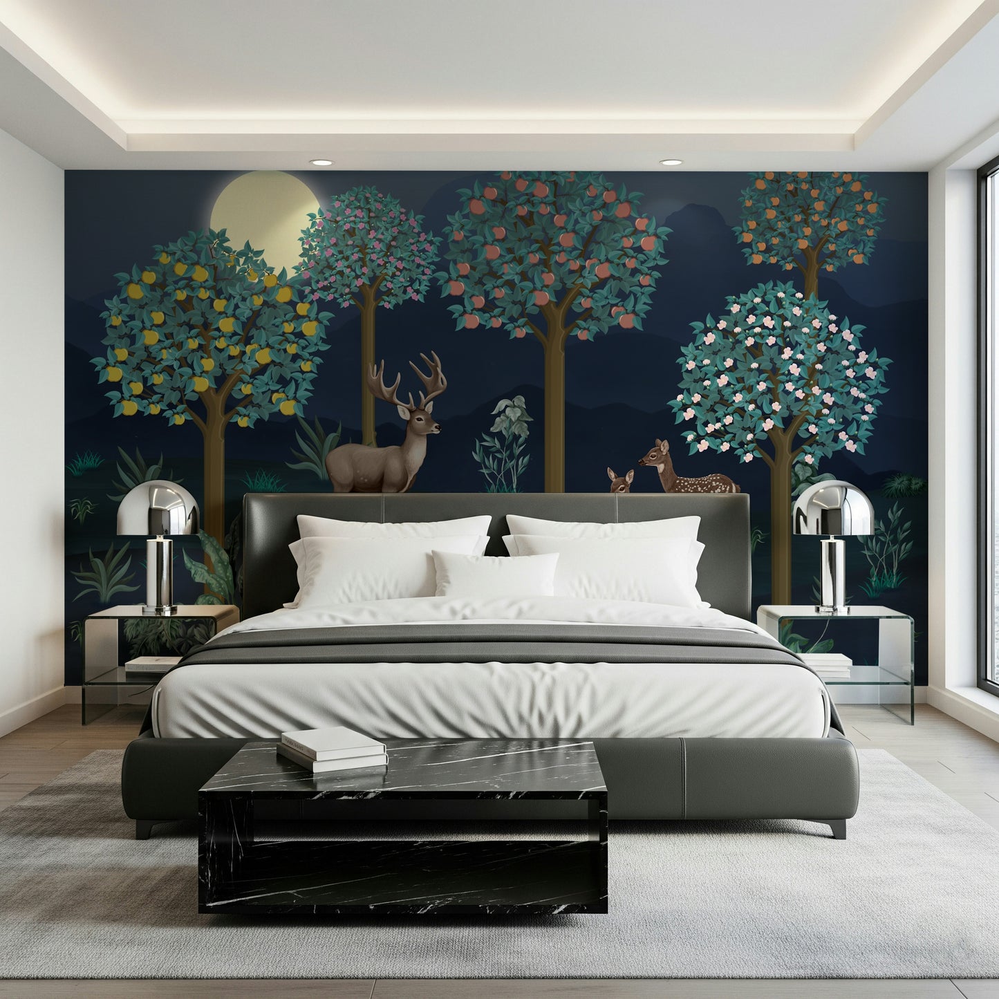 Deer in Bloom Wall Mural