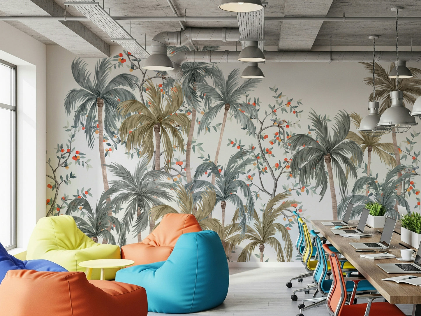 Watercolor Palms Wall Mural