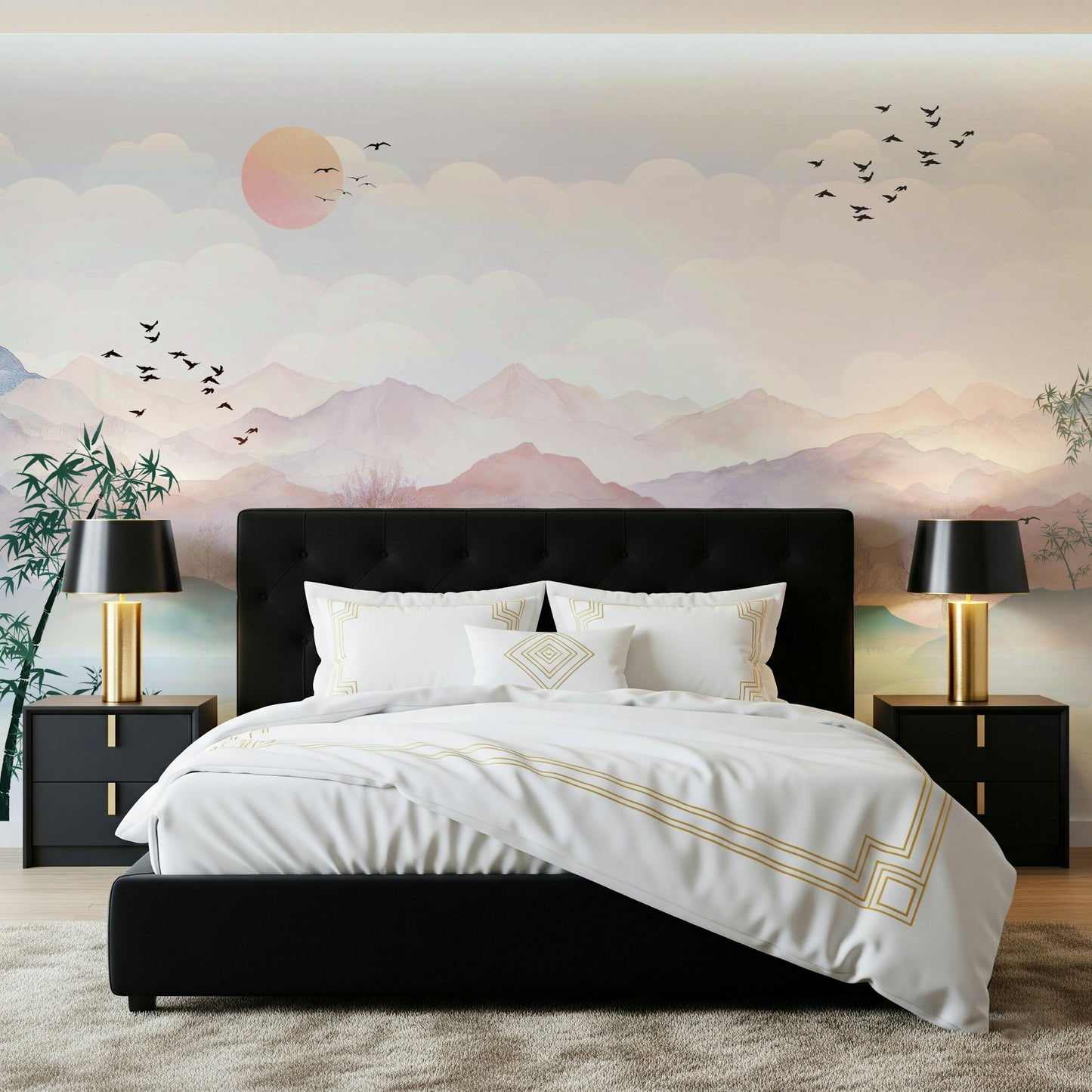 Watercolor Mountain Haze Wall Mural