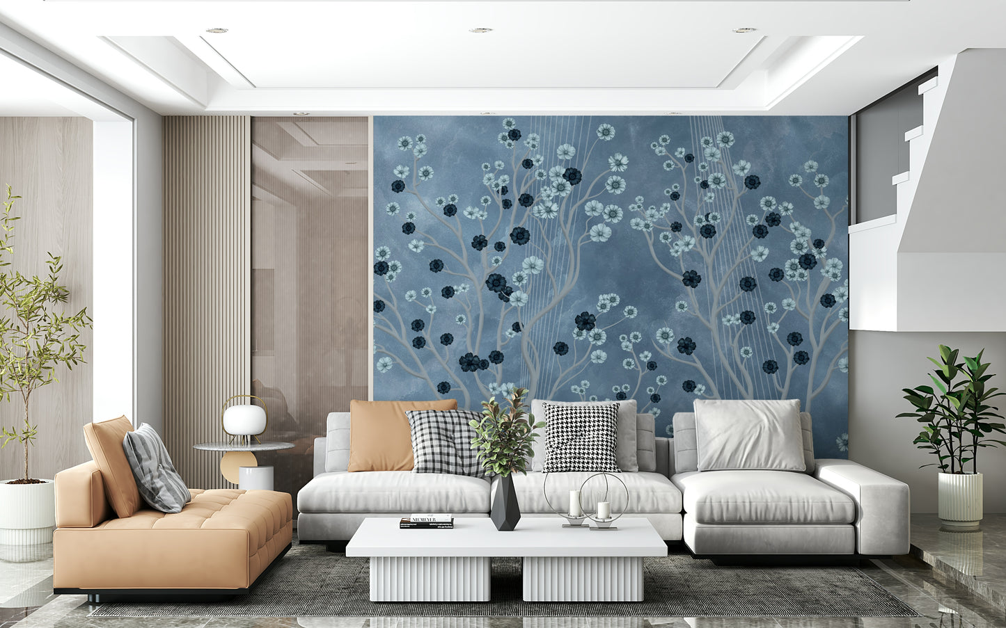 Indigo Flower Canopy Wall Mural
