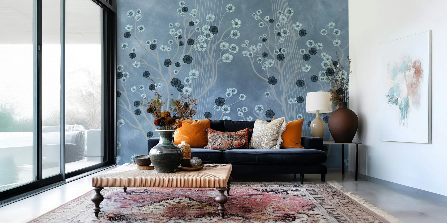 Indigo Flower Canopy Wall Mural
