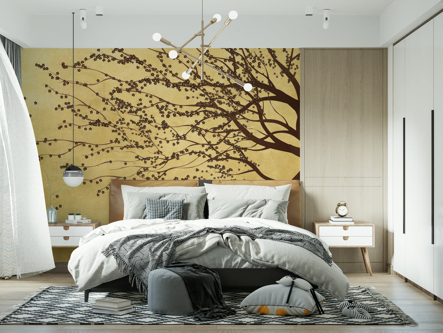 Golden Bloom Breeze Wall Mural