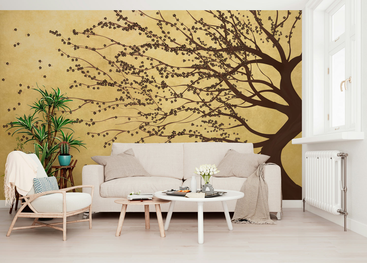 Golden Bloom Breeze Wall Mural