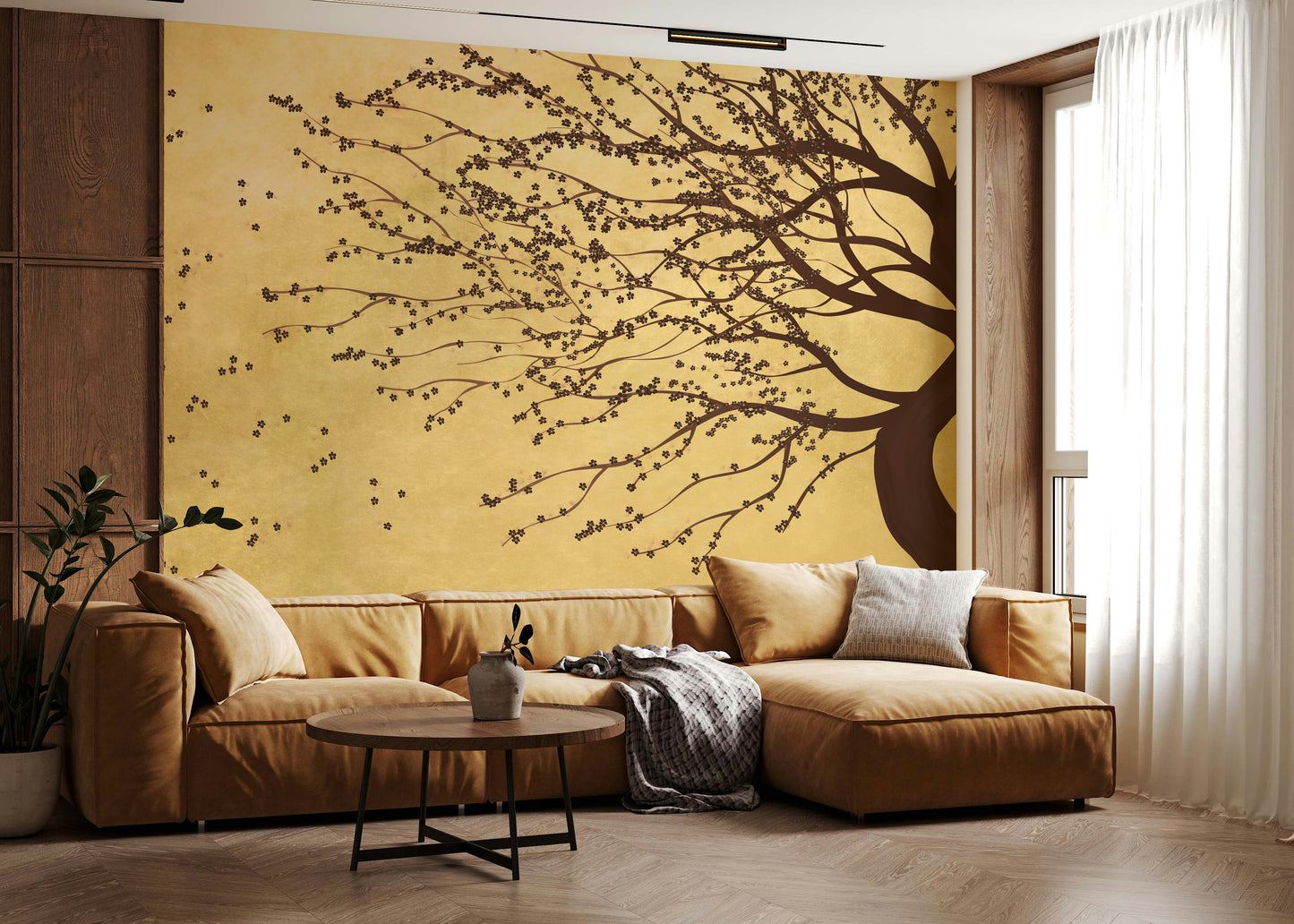 Golden Bloom Breeze Wall Mural