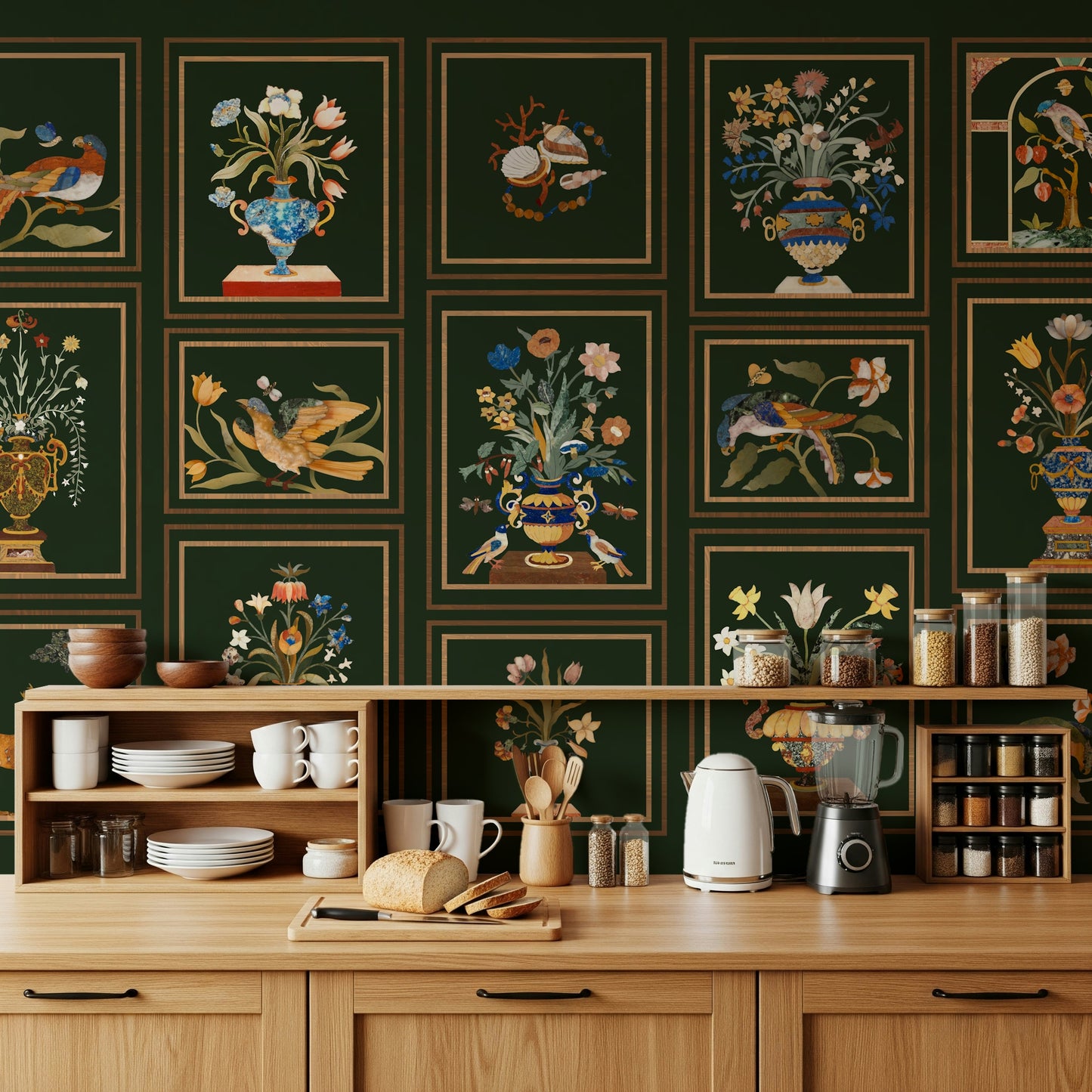 Floral & Fauna Panels Wall Mural