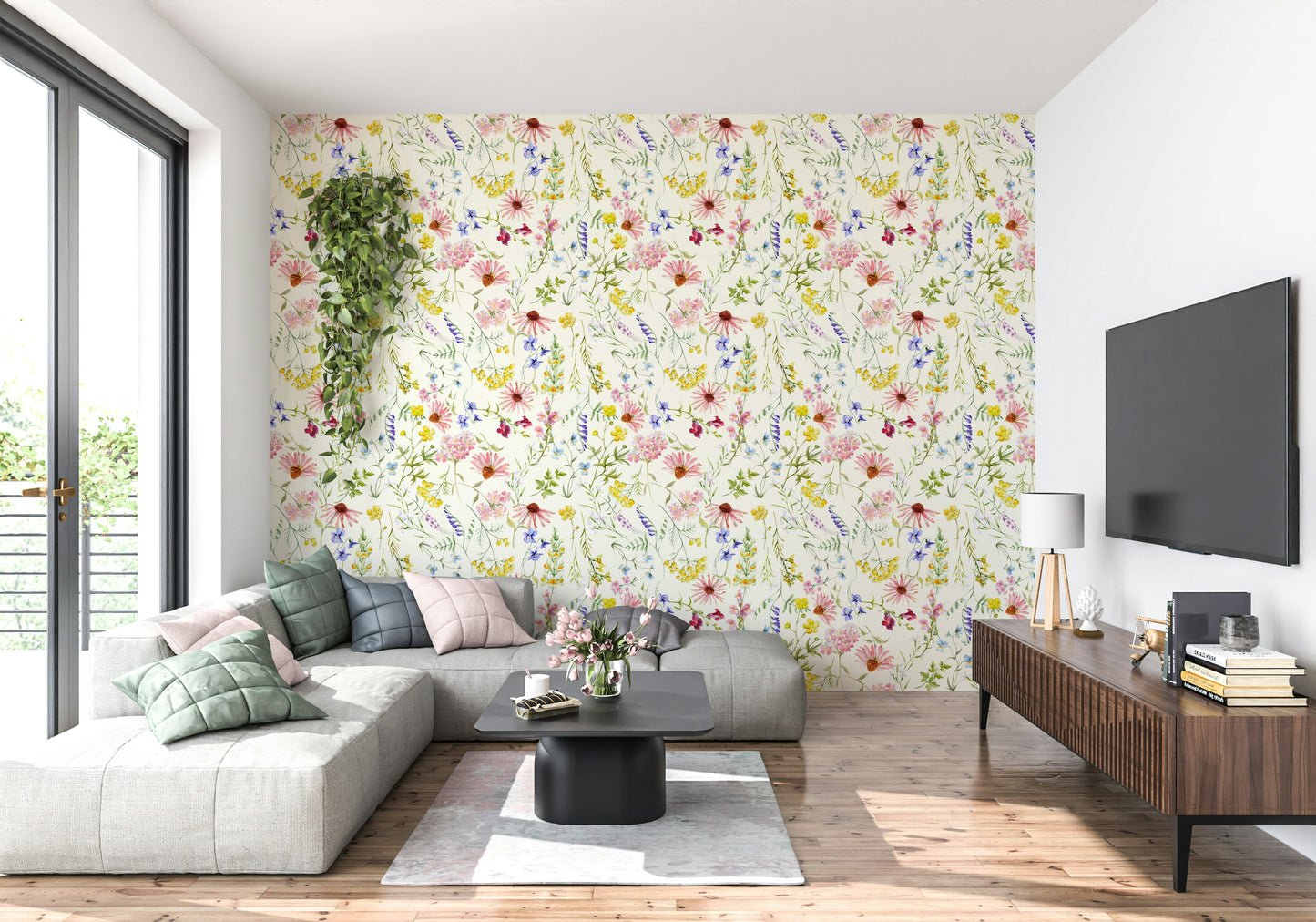 Blush Wildflower Meadow Wallpaper⁠