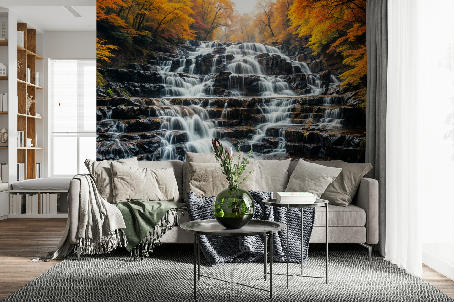 Autumn Waterfall Wall Mural