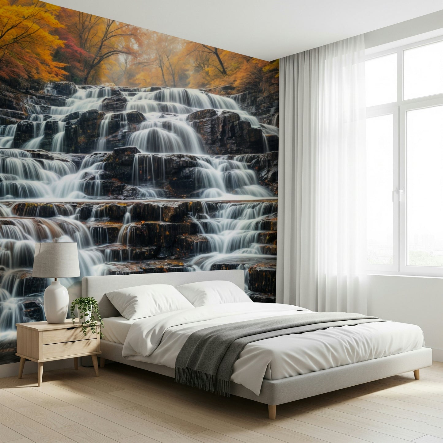 Autumn Waterfall Wall Mural