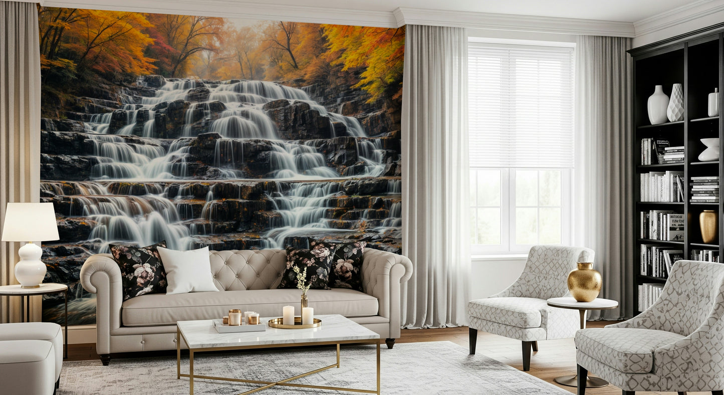 Autumn Waterfall Wall Mural
