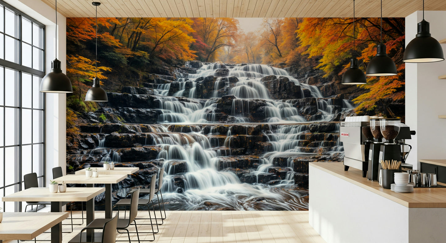Autumn Waterfall Wall Mural
