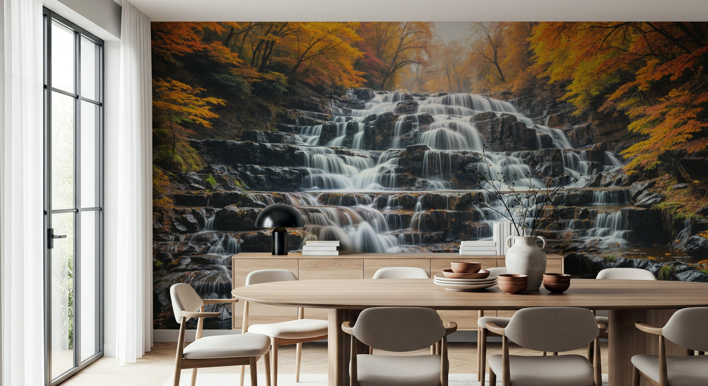 Autumn Waterfall Wall Mural
