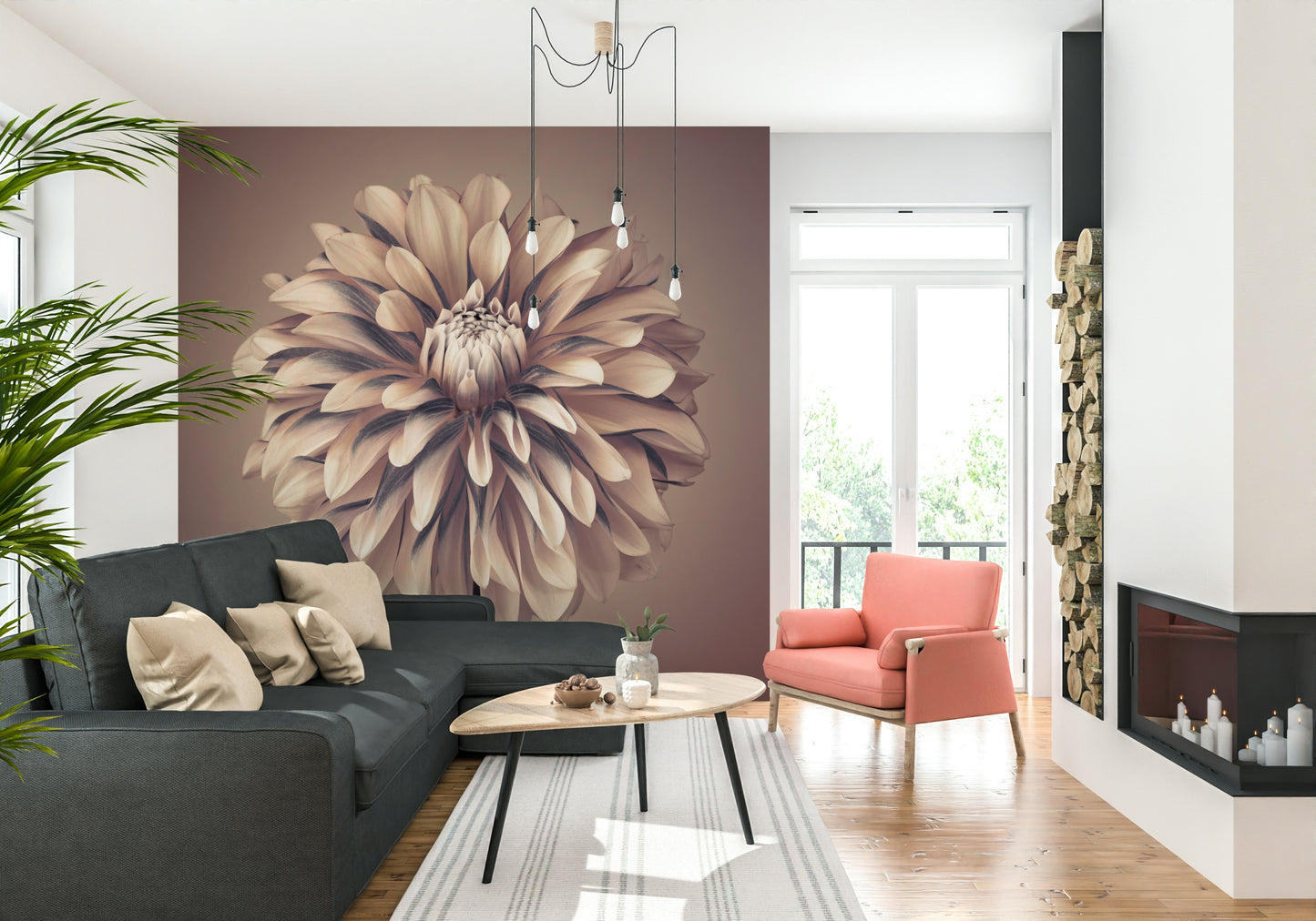 Soft Vintage Dahlia Wall Mural