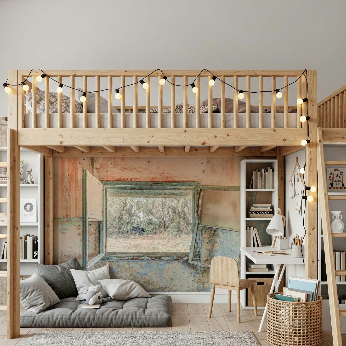 Rustic Window Wall Mural