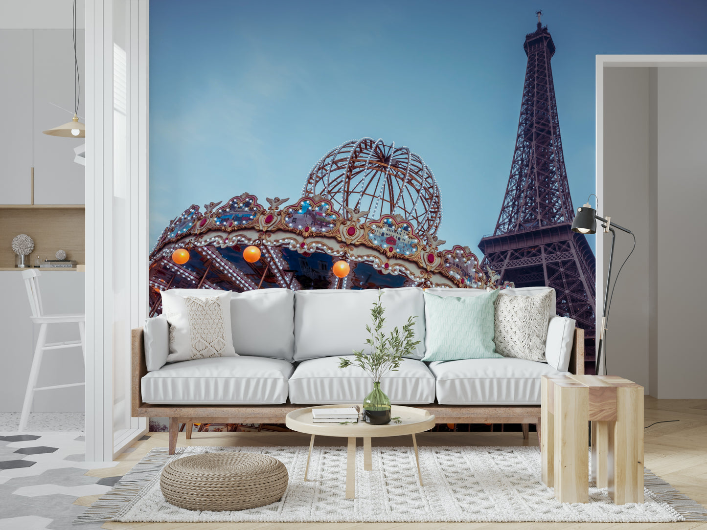 Carousel with the Eiffel Tower Wall Mural