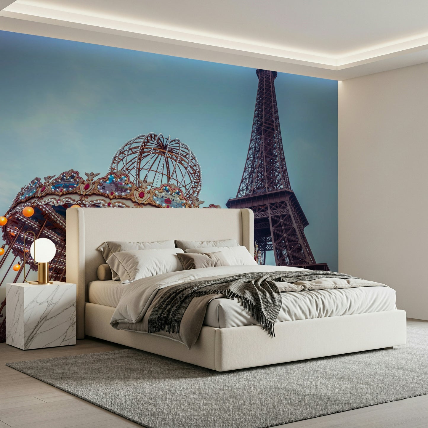 Carousel with the Eiffel Tower Wall Mural