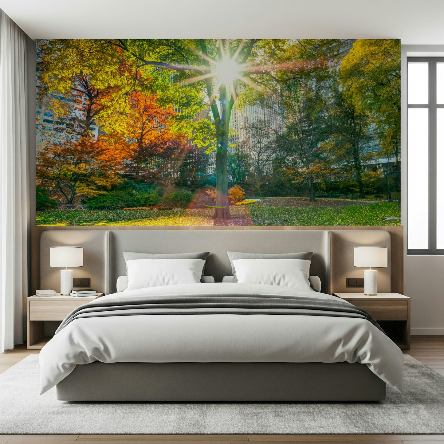 Sun Rays Through Trees Wall Mural