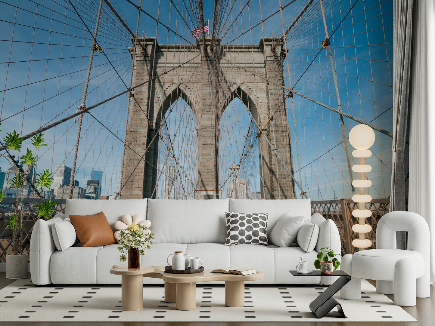 Strolling Across the Brooklyn Bridge Wall Mural