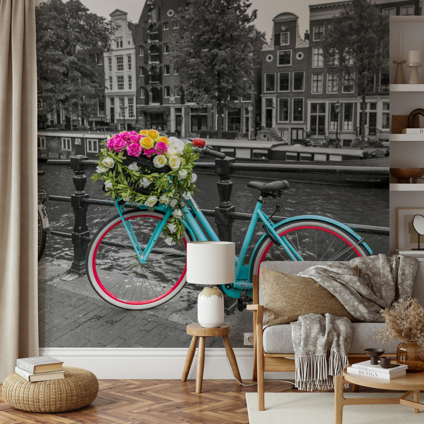 Floral Bicycle of Amsterdam Wall Mural
