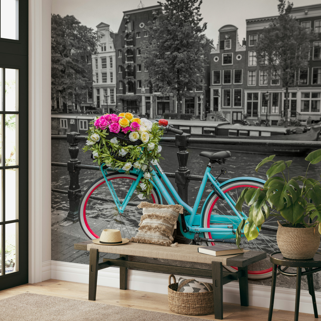 Floral Bicycle of Amsterdam Wall Mural