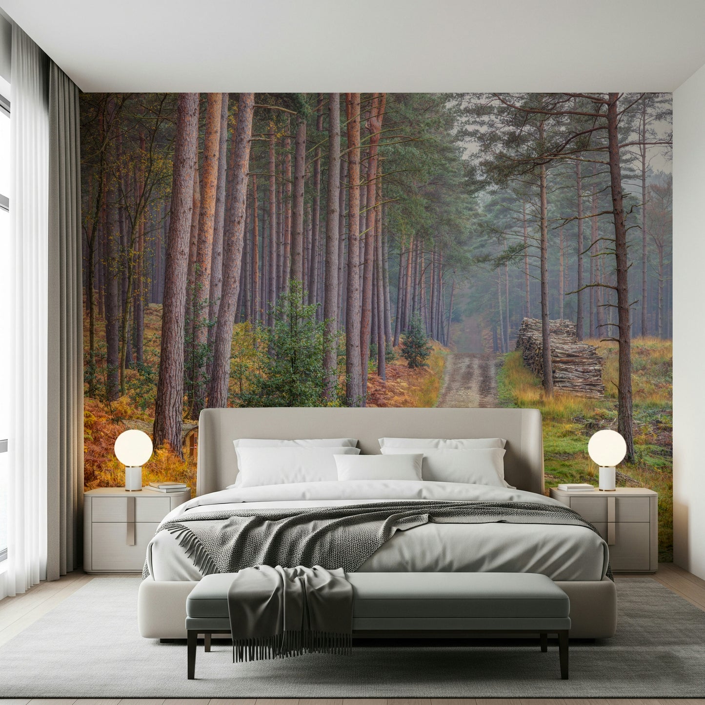 Serene Road Through Autumn Splendor Wall Mural